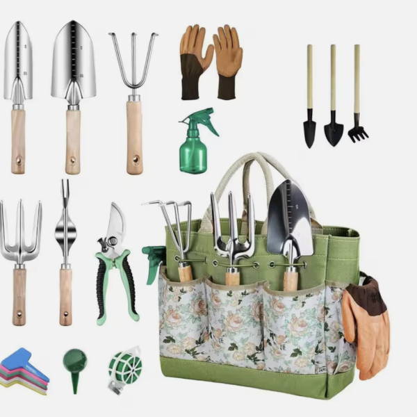 12-Piece Garden Tool Set Stainless Steel Heavy Duty Outdoor Hand Tools with Orga