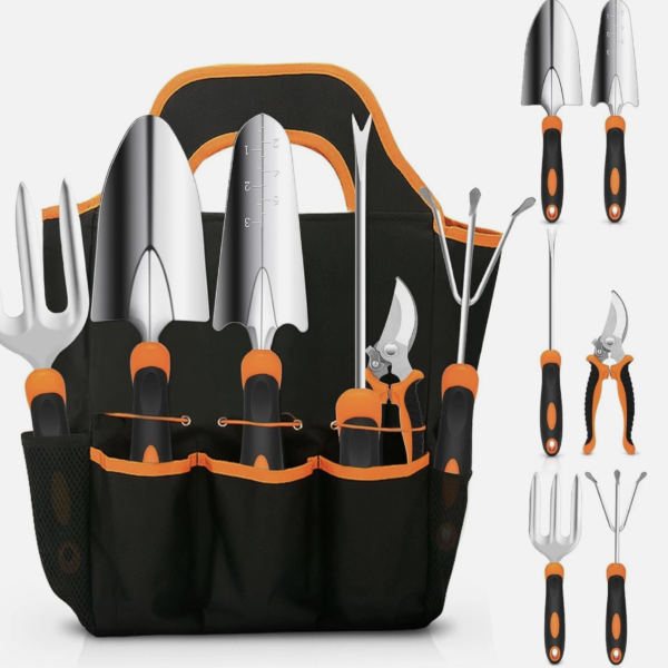 7Pcs Garden Tool Set Stainless Steel Heavy Duty Gardening Gifts with Tote Bag